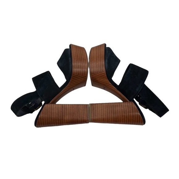 Aldo Blue Suede Maximoa Platform Faux Wood Block Heels Size 6.5 Women's - Picture 5 of 8